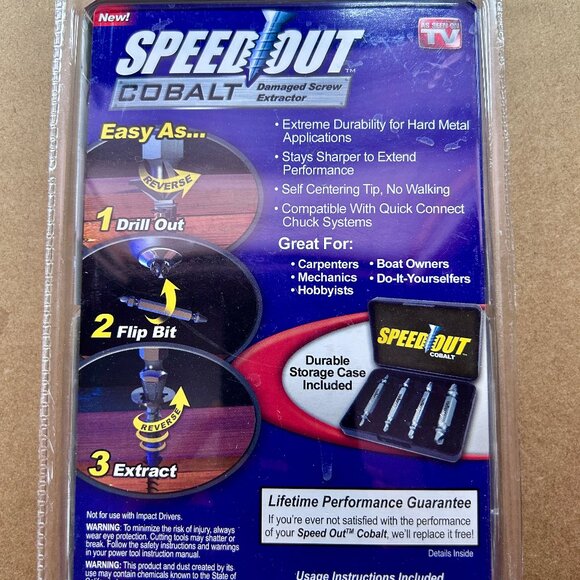 ONTEL 735541509209 SpeedOut Cobalt Damaged Screw Extractor Kit 4Pc Set **NEW** - Picture 2 of 3